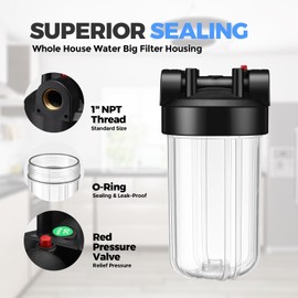 VIHOSE Whole House Water Filter Housing 10" x 4.5" Sediment Water Filter System 1" Npt Brass Port