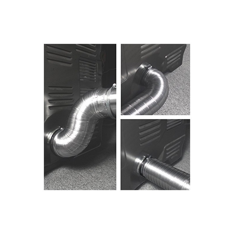 Deflecto Semi Rigid Aluminum Duct with Attached Connectors, Silver, 4"