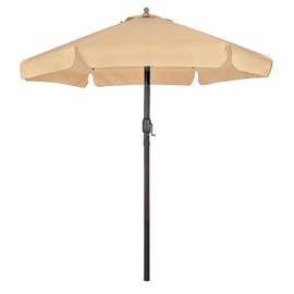 Funsite 7.5Ft Patio Umbrella for Outdoor, UV Protect Pool Umbrellas with Heavy Duty Pole, Market Umbrella with Push Botton Tilt & Crank, Khaki