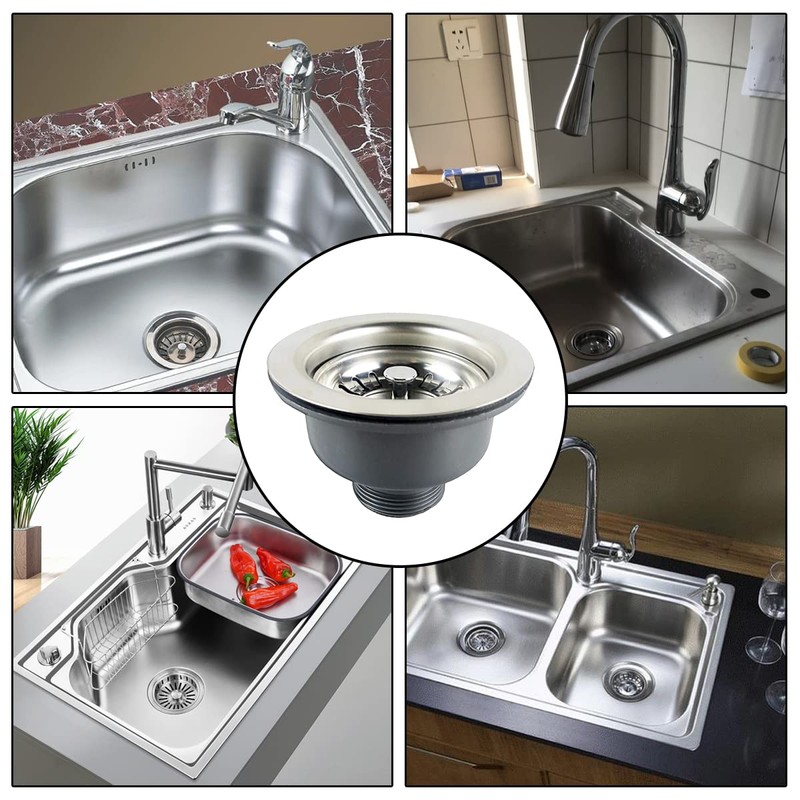 Kitchen Sink Drain Strainer Assembly Stainless Steel Sink Basket Strainer
