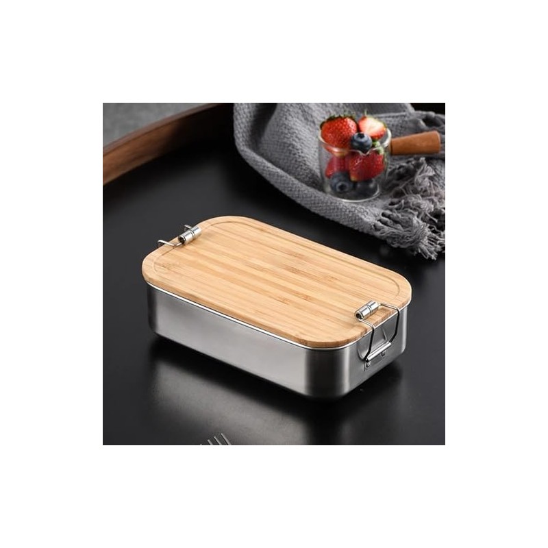 TAMUME 304 Stainless Steel Bento Box with Bamboo Lid and