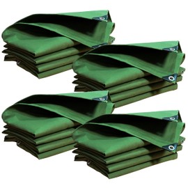 4 Pack Small Heavy Duty Canvas Tarp 3x5 Feet 16oz Water-Resistant Canvas Tarp with Grommets，Tear Resistant, Durable, Multipurpose Protective Green Tarp Cover for Camping, Tent, Car