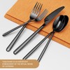 Oval Black 20-Piece Silverware Set, Forged Stainless Steel Flatware Set