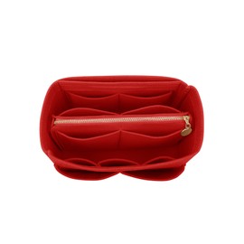 LEXSION Felt Purse Bag Organizer Insert with zipper Bag Tote Shaper Fit Speedy Neverful PM MM 8021 Red M