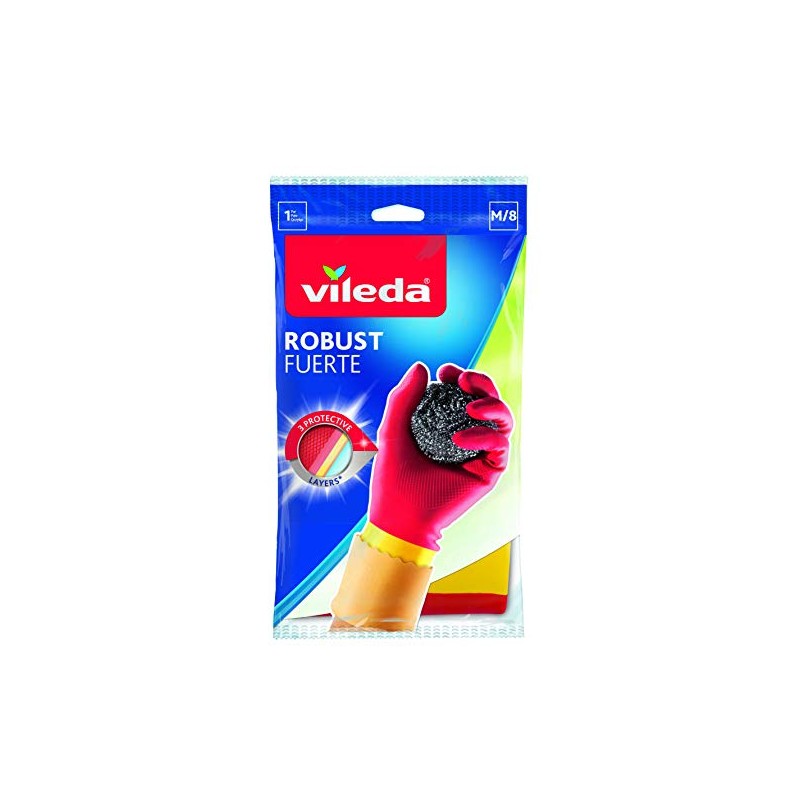 Vileda Guantes Fuertes, Máxima Protección y Resistencia, Talla MED