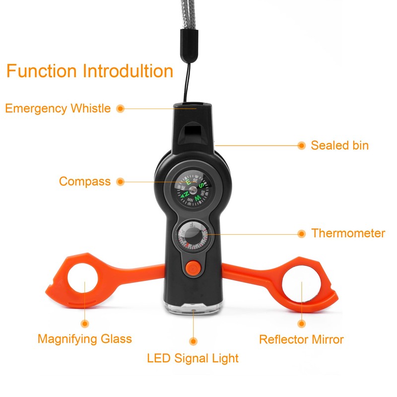 Emergency Survival Function Whistle, Outdoor Multifunctional Tool Safety Whistle with