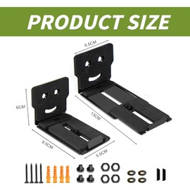 Soundbar Wall Mount Bracket, Universal soundbar tv Mount Under tv with Two Depth Adjustable Speaker Stands, for Most Brands of Audio (Black)