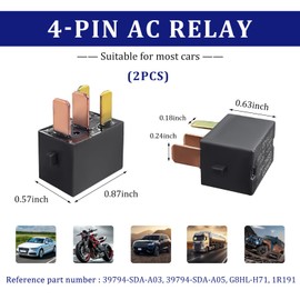 Wevdn 2 PCS Car AC Relay, G8HL-H71 AC Starter Relay Replaces OEM 39794-SDA-A03 39794-SDA-A05, 4 Pin Relay Assembly Compatible with Insight Accord Civic CR-V CR-Z, Car Accessories