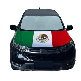 Tobethay Mexico Hood Cover Flag - 59x51 in Car Hood Cover for Decor, Patriotic Car Mexico Flag Bonnet Banner with 2 Adjustable Triangular Fasteners