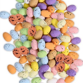 Pack of 100 Easter Decoration Speckled Foam Eggs, Mini Styrofoam Bird Eggs, Graffiti Eggs Basket Stuffers Easter, Speckled Foam Easter Eggs for DIY Crafts Easter Party Favours Supplies