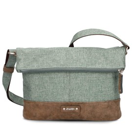 Zwei Damen Rolltop-Handtasche Olli OT6 Umhängetasche 2/4 Liter klassische Crossbody Bag wasserabweisend robust strapazierfähig Bicolor Design Schultertasche, hochwerti verarbeitet (eucalyptus)