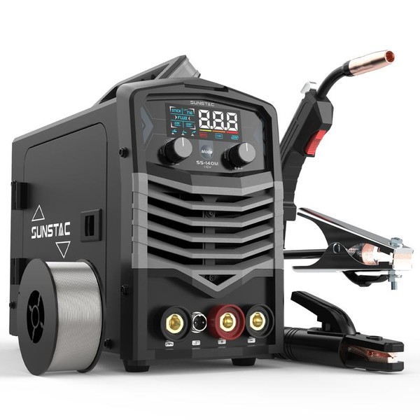 SS-140M 140Amp 110V Gasless MIG Welder, LCD Display Flux Core