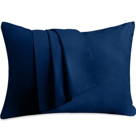 HOSUR Pillow Cover, 100% Luxury Cotton, All Size Pillow Case, Hotel Quality, Sateen Weave, 300 Pieces, High Density SEK, Antibacterial, Odor Resistant, Dust Mite Resistant (Navy, 16.9 x 24.8 inches