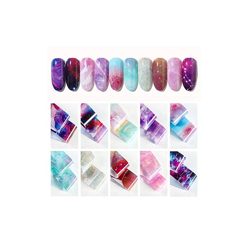 10 Stickers Laser Galaxy Starry Sky Nail Foil Nail Decor