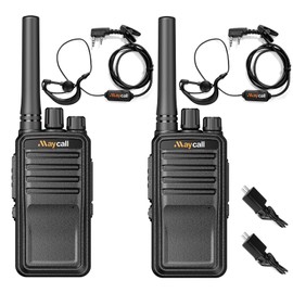 Maycall MC-528 Walkie Talkies for Adults, 1200mAh Battery Rechargeable, Portable FRS Two Way Radios with Earpiece, 2 Way Radios Long Range, USB Charging, Hands Free (2 Pack)