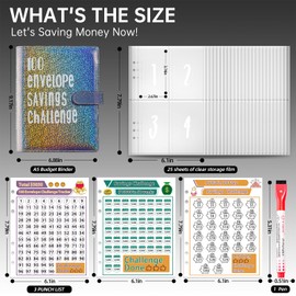 Budget Planner German Budget Planner Money Organiser with 100 Binder Pockets A5 Ring Binder for Financial Planner Budget Saving Folder Cash Stuffing Starter Set Birthday Gifts (Black)