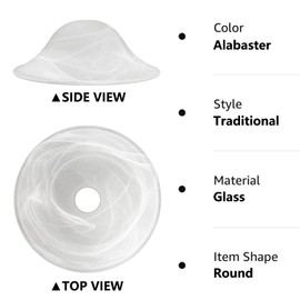 Antique Glass Lamp Shade for Floor lamp, Alabaster Torchiere Lamp Shade Replacement, Floor Lamp Replacement Parts (White Alabaster, 12'')