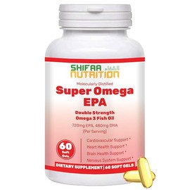 SHIFAA NUTRITION- Cpsulas Blandas de Aceite de Pescado Halal 60 Ct, Doble Fuerza Halal Omega 3 Suplementos de Aceite de Pescado. Salvaje Atrapado,    