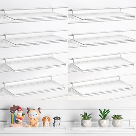 Briwooody 8 Pack Slatwall Shelves 14.5 x 5.9 in Plastic Clear Panel Shelve Wall Mount Hanging Slatwall Accessories Organize for Retail Display Garage Home Shoe Store Boutiques Supplies