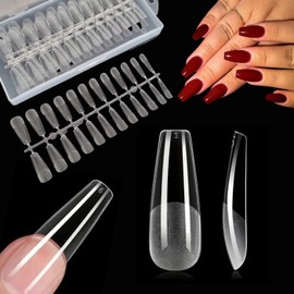 Deni Carte 120 Stück Nageltips Coffin für Soak-Off-Nagelverlängerungen, Flexi Nail Tips Weiches Gel Acryl Falsch Volle Deckung Klares Nagelspitzen für Nagelstudios und Maniküre, 12 Größen