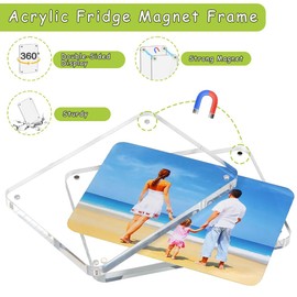 PAIKIUU 6 Pack Acrylic Picture Frame 4 x 6 inch, Acrylic Photo Block Clear Double Sided Magnetic Picture Frame Block Frameless Picture Display Magnet Picture Frames for Fridge Thickness 2MM