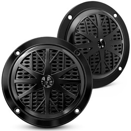 Pyle bocinas marinas dobles de 4 pulgadas. sistema de sonido estéreo para exteriores resistente al agua. Diseño de perfil bajo. 1 par, negro
