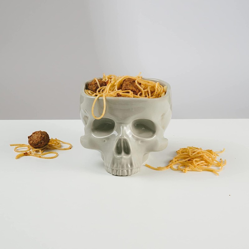 Fecheche Food Safe Skull Bowl for Eating, Ceramic Skull Shaped