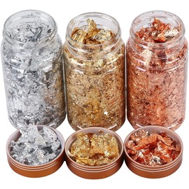 3 Cajas Hojas De Oro Hojas Imitación, Hoja De Plata,Oro Rosa para El Arte Hágalo Usted Mismo Artesanía Dorada, Decoración Muebles Papel De Oro lámina De Oro para Muebles Marco De Fotos Marco