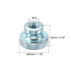 sourcing map Knurled Thumb Nuts, 6Pcs M10 Carbon Steel Nut High Head Through Hole, Light Blue