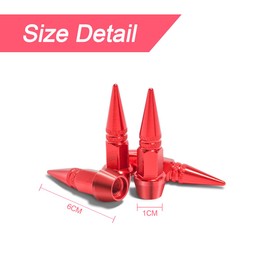 CGEAMDY 4PCS 60mm Spiked Aluminum Stem Valve Caps, Auto Universal Inflate Tire Valve Covers, Dustproof Metal Tire Wheel Stem Caps for Cars, SUVs, Trucks Bicycles and Motorcycles (Red)