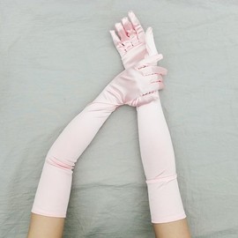 opdypcs Women Long Opera Party Gloves 1920s Satin Gloves Costumes Stretchy Adult Size Elbow Length Bridal Wedding (Pink)