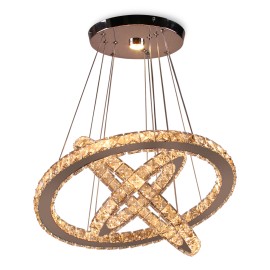 Modern 2-Circular Crystal Chandeliers Warm&White LED Lights Living Rooms Hotels Elegant Decorative Lighting RestaurantsLamp Power(W): 60, Number of Lights: LED, Shade  color: Warm white, Design Style: Modern