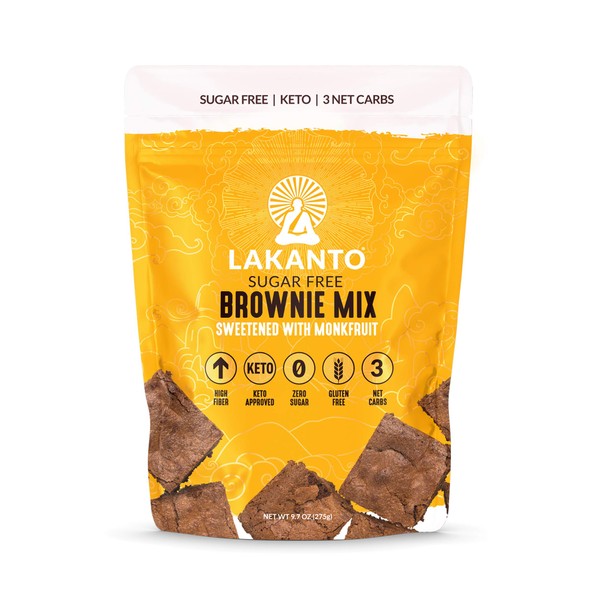 Lakanto Sugar Free Brownie Mix, Keto Brownie Mix, High Fiber, Low Carb, Zero Sugar, Gluten Free, Sweetened with Monk Fruit (16 Servings)