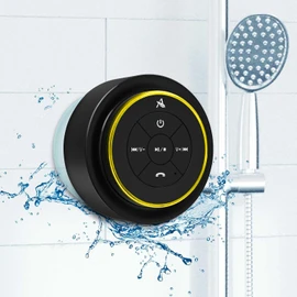 XLeader, Upgraded, Shower Speaker, Certified IPX7 Waterproof Bluetooth Speaker with Suction Cup and Hook Clip, Built-in Mic, Crystal Sound & Rich Bass, up to 12H Playtime, Ideal Gifts, Gold A