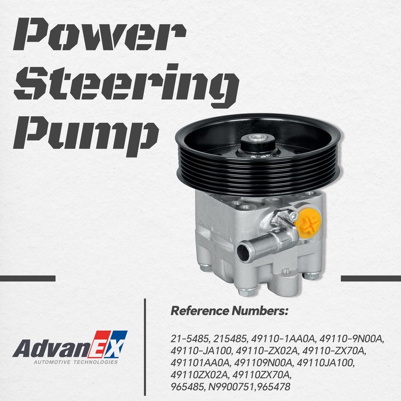 AdvanEX 49110ZX70A Power Steering Pump with Pulley Compatible with Nissan