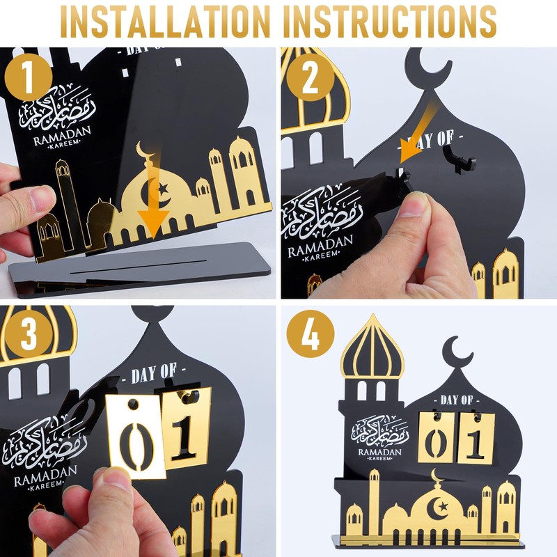 Ramadan Countdown Calendar, Acrylic Eid Ramadan Mubarak Advent Countdown Calendar