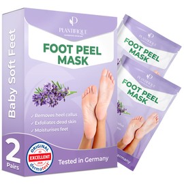 Foot Peel Mask with Lavender by Plantifique - 2 Pack Peeling Foot Mask Dermatologically Tested - Repairs Heels, Removes Dead Skin for Baby Soft Feet - Exfoliating Foot Peel Mask for Dry Cracked Feet