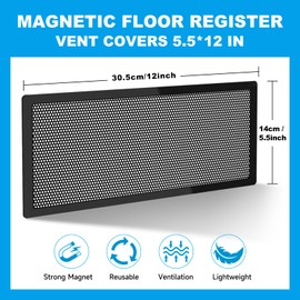 6 PCS Magnetic Vent Covers - 5.5"x12" Magnetic Air Vent Screen - for Floor/Wall/Ceiling Registers - Easy Install, Secure Fit - Durable(Fits Registers 5.5" to 6.5" Wx 12" to13" L)