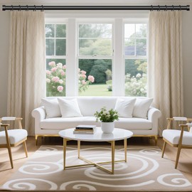 VOIIY 2 Pack Curtain Rods for Windows 48 to 84 Inch(4-7 Feet),Black 1'' Diameter Drapery Rods with End Cap Style Design,Modern Adjustable Heavy Duty Curtain Rod,Size:36''-88''