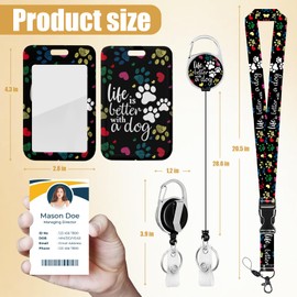 Colorful Dog Paws Badge Holder Reel Lanyard,Dog Lover ID Card Badge Holder Retractable Name Tag Clips for Doctor Nurse Teacher Office Student