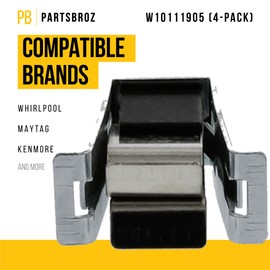 PartsBroz W10111905 WPW10111905 Door Catch (4-Pack) - Compatible With Whirlpool Maytag Kenmore Dryer - Replaces AP6015097 1470216 8572982 PS11748369 WPW10111905VP WGD6200SW2 WED6200SW1 WED6200SW0