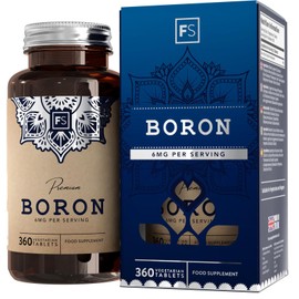 FS Bor | Boron Calcium Dietary Supplement - 6mg per Serving | 360 Boron Tablets | GM, Gluten, Dairy & Allergen-Free | Boron High Dose | Made in the UK