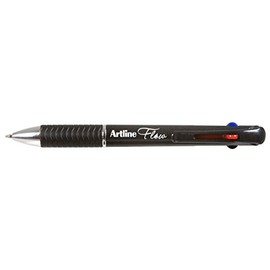 Artline Flow 4 Colour Retractable Ballpoint Pen, Charcoal 198101 (Pack of 12)