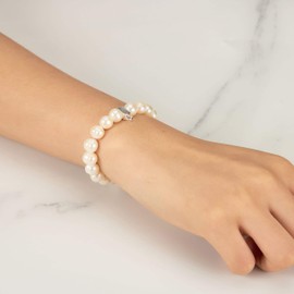 Philip Jones Freshwater Baroque Pearl Bracelet with Paw Charm Created with Zircondia® Crystals