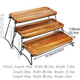 Dessert Stand with Wooden 3 Tiers, Cupcake Stand Tray, Suitable for Parties, Picnics, Portable Foldable Food Display Stand, (Type A)