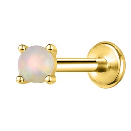 AoedeJ Internally Threaded Labret Studs Flat Back Earrings Sterling Silver Screw Back Earrings Sterling Silver Opal Earrings for Women (Style 6)