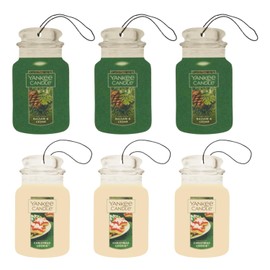 Yankee Candle Christmas Comforts Paper Car Jar, 3 Balsam & Cedar & 3 Christmas Cookie