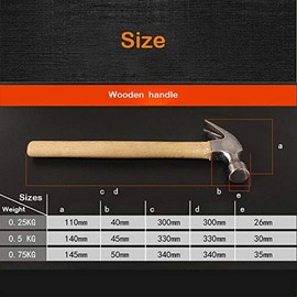 BE-TOOL Claw Hammer 0.75 kg Multifunctional Hammer Wooden Handle Nail Hammer Tool for Construction Woodworking Home Repair