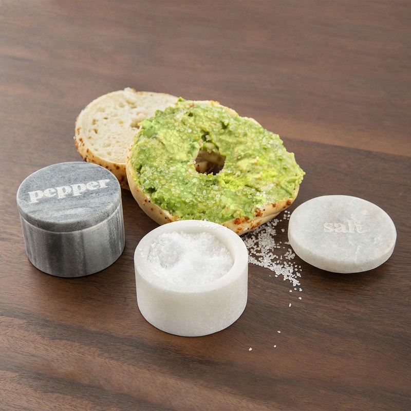 Thirstystone White & Black Marble Pinch Pots with Etched Lids,