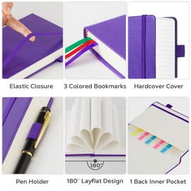 FOCUS DAY Large Journal Notebook 8.5 x 11, 320 Pages A4 College Ruled Notebook Journal for Writing Women Men, Leather Journal Notebook for School Work, Pearlescent Purple Notebook
